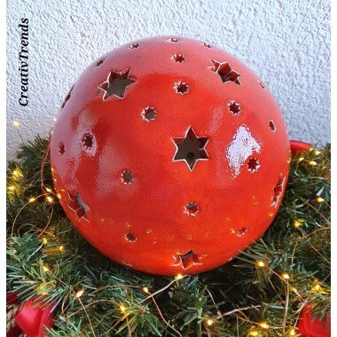 Große Lichterkugel Keramik Sternenkugel Schöne Weihnachten Windlicht