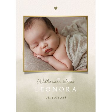 Karte Adoption oder Geburt olive Wasserfarbe&Fotos