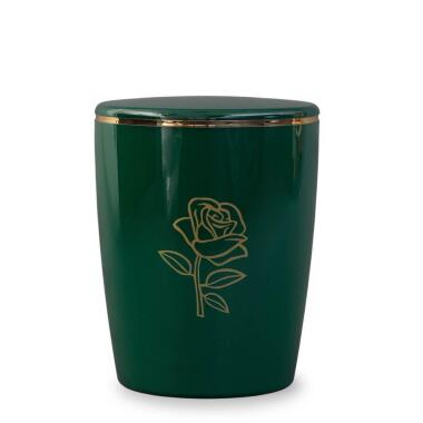 Kreative Öko Asche Urne mit Rose aus Naturstoff online kaufen Edelrose / Gold 