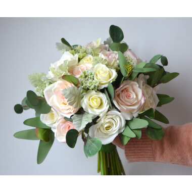 Künstliche Blush Rosen, Eukalyptus, Brautsträuße
