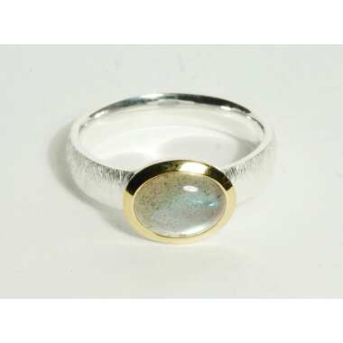 Labradorit Ring Silber Gold Oval