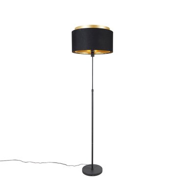 Moderne Stehlampe schwarz mit goldenem Duo-Schirm
