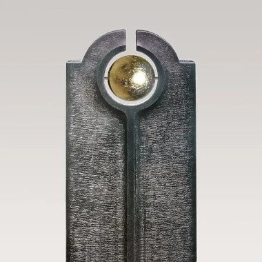 Moderner Granit Doppelgrabstein mit Goldener Kugel