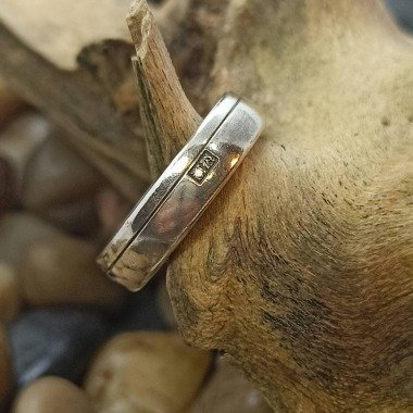 Recycled Ring 925Er Silber 17, 2mm Gr. 54 Zirkonia Besetzt Damen Patina