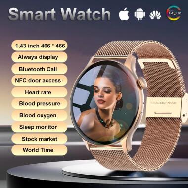 SACOSDING 2023 Neue NFC Smart Watch Männer immer Display Runde Smartwatch Bluetooth Anruf