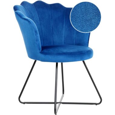 Sessel Muschel-Design Samt blau rund mit