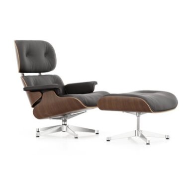 Vitra Lounge Chair & Ottoman neue Maße poliert Gleiter Hartboden Nussb