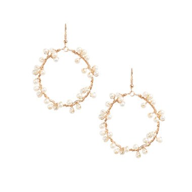 Weiß Perlen Creolen Ohrringe Hängend Kreis | Brautschmuck |Hochzeitsschmuck|