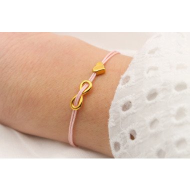 Armband aus Gold & Armband Infinity Herz Farbe Gold, Makramee Viele Farben