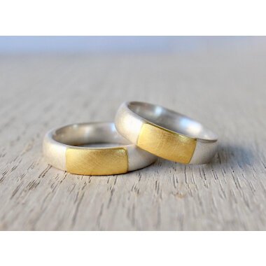 Ehering Aus Silber Und Gold, Zweifarbiger Ehering, Bequemer Ring 900Er