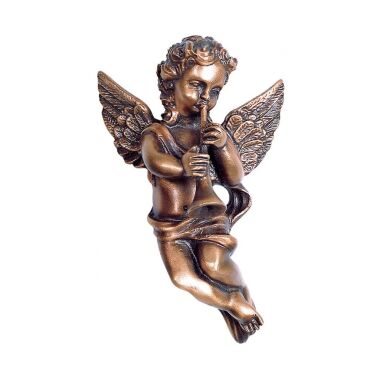 Fliegender Engel aus Bronze mit Posaune Angelo