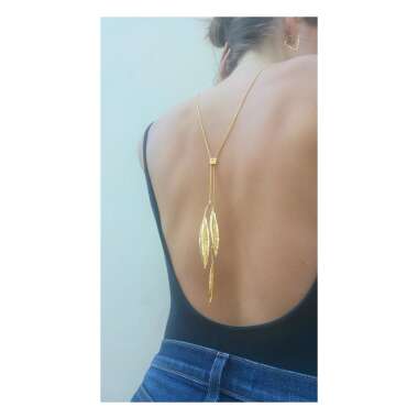 Goldschmuck Vergoldet & Gold Kulisse Halskette, Rücken Tropfen Anhänger