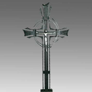 Grabkreuz aus Schmiedeeisen & Edelstahl mit Christus (verzinnt) Admirari
