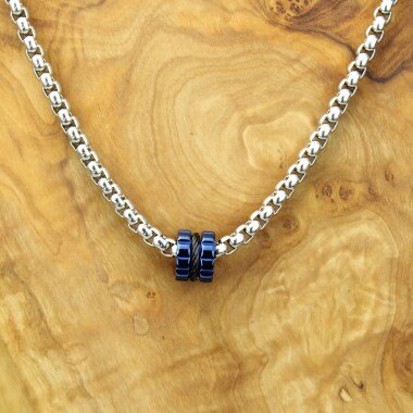 Halskette Erbskette 4mm Mit Firestone-Beads | Edelstahlperlen Blau Draht