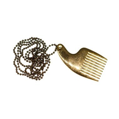 Kamm Kette Halskette 80cm Miniblings Metall Golden Haare Afro Afrika 5cm