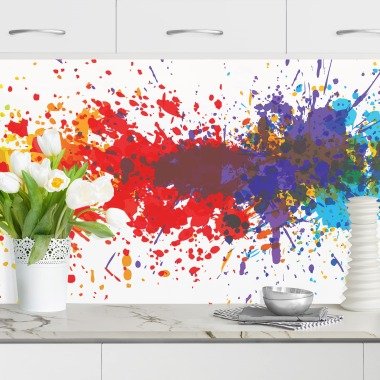 Küchenrückwand Abstrakt Rainbow Splatter II