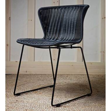 Kunstrattan Stühle in Schwarz Bügelgestell
