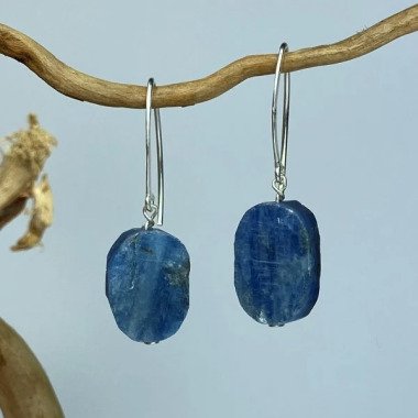 Perlenschmuck aus Silber & Ohrring Disthen Blau, Ohrhänger Cyanit, 925