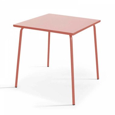 Quadratischer Gartentisch aus Metall Rosa Ton