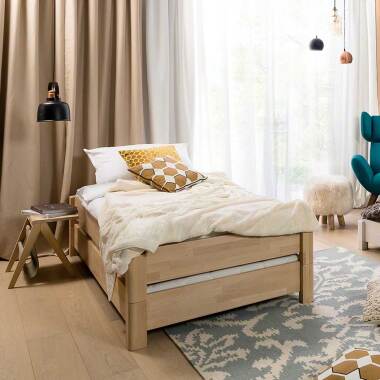 Stapelbares Bett aus Buche Massivholz geölt