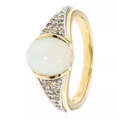 Topas-Ring mit Opal & Cocktail-Ring mit Afrik. Opal, Silber 925 vergold.