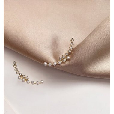 Zirkonia-Ohrringe aus Silber & Perle Ohrkletterer Ohrringe, Ohr Crawler
