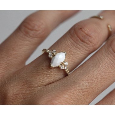 Achat-Ring, Diamant-Ring, 14K Gold Ring, Verlobungsring, Ehering, Marquise