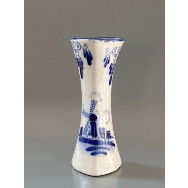 Delft Blaue Vase Mit Windmühle Herzförmiger Kleiner Keramikvase 1970Er Jahre