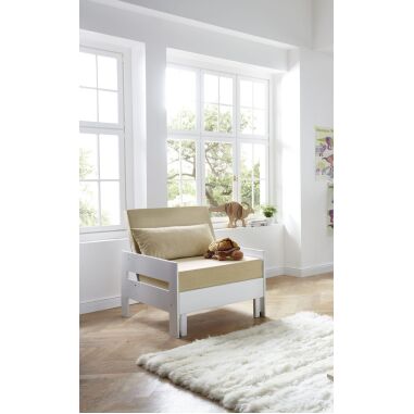 Funktionssessel aus Holz & Relita Zusatz-Sessel NOEL Buche massiv weiß lackiert inkl. Sitzkissen