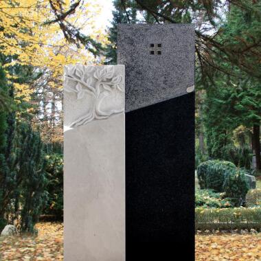 Grabstein für Doppelgrab mit Lebensbaum & Großes Familien Grabmal Granit