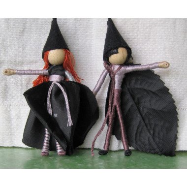 Halloween Fee Puppen, Hexe, Zauberer Black