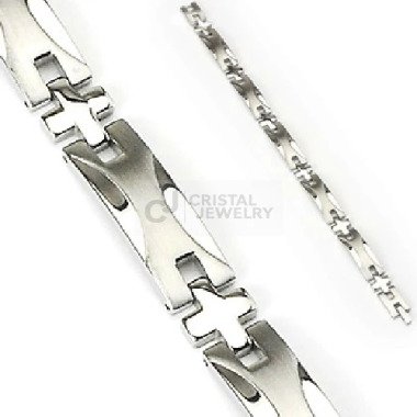Herren Armband aus Edelstahl im modernem Silber Kreuz Design Modeschmuck