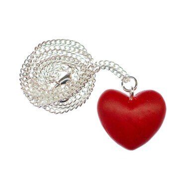 Herz Kette Halskette Miniblings Herzkette Valentinstag 45cm Handarbeit