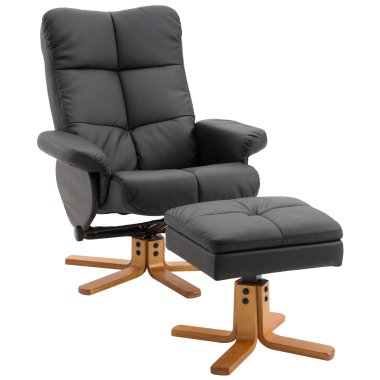 HOMCOM Relaxsessel Fernsehsessel 360° drehbarer Sessel mit Hocker Liegefunktion