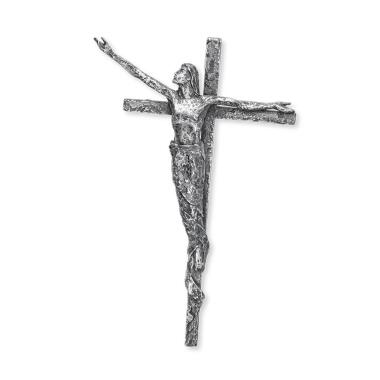 Jesus am Kreuz als stilistische Grabfigur aus Aluminium Helewera Pruna / Hellg