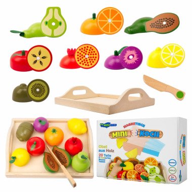 Kinderküche Zubehör Obst aus Holz zum Schneiden