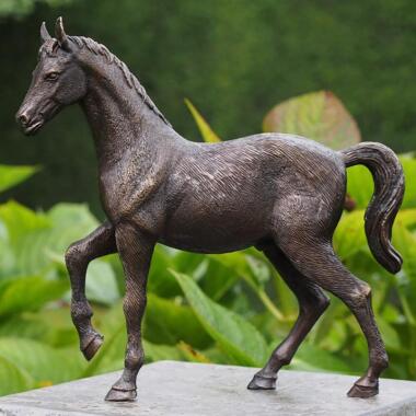 Kleine Deko Pferdefigur stehend aus Bronzeguss Horur