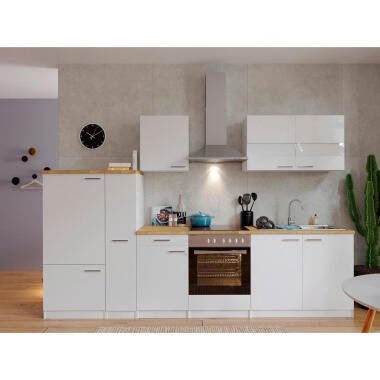 Küchenzeile Economy m. Geräten 300 cm Weiß