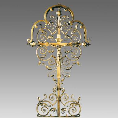 Kunstvolles Grabkreuz aus Metall mit Jesus