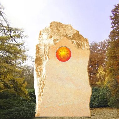 Moderner Kindergrabstein mit Sonne & Grabstein Felsen mit Sonnenglas