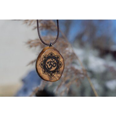 Om Mandala Halskette Dunkler Baumperlen Anhänger Personalisiertes Geschenk