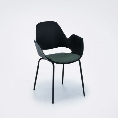 Stuhl mit Armlehne FALK schwarz powder coated metal dunkeloliv