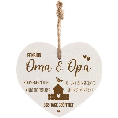 Vintage-Herz “Pension Oma & Opa 365 Tage geöffnet“