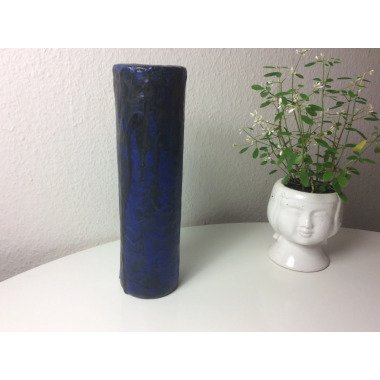 Vintage Studio Keramik Hellblau Schwarz Zylinder Vase