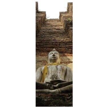 wandmotiv24 Türtapete Eine große Buddha-Statue