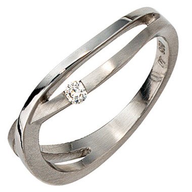 Damen Platinring & SIGO Damen Ring 950 Platin matt 1 Diamant Brillant 0,05ct. Platinring