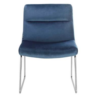 Design Einzelsessel & Loft Sessel in Blau und Chrom Samt Bezug