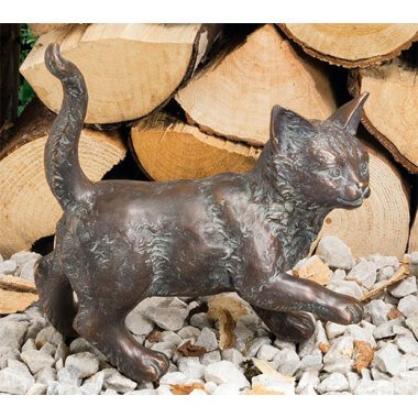 Gartenskulptur 'Kätzchen, stehend', Bronze