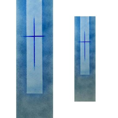 Glas Element für Grabstein mit Kreuz & Glasstele mit stilvollem Kreuz Glasstele S-163 / 17x70cm