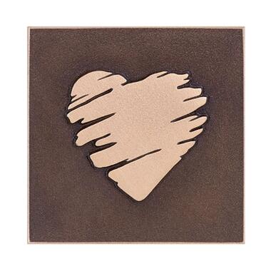 Herzornament auf Tafel aus Bronze oder Aluminium Tafel Herz / Bronze hellbraun